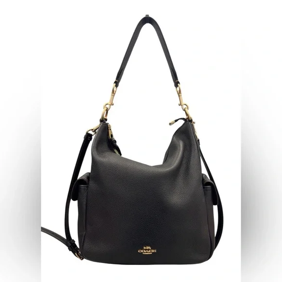 Coach Pennie Black Leather Shoulder Crossbody Gold Hardware 6152 Purse EUC - Picture 9 of 13